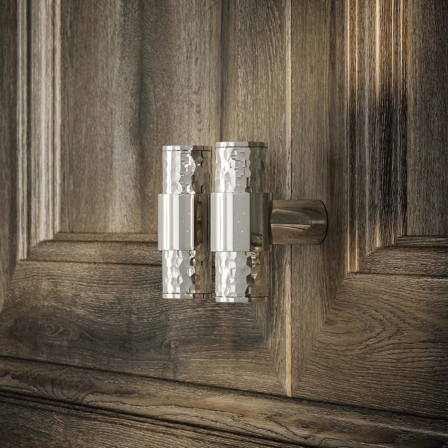 Chester Polished Nickel Hammered T-Bar Cabinet Door Handle