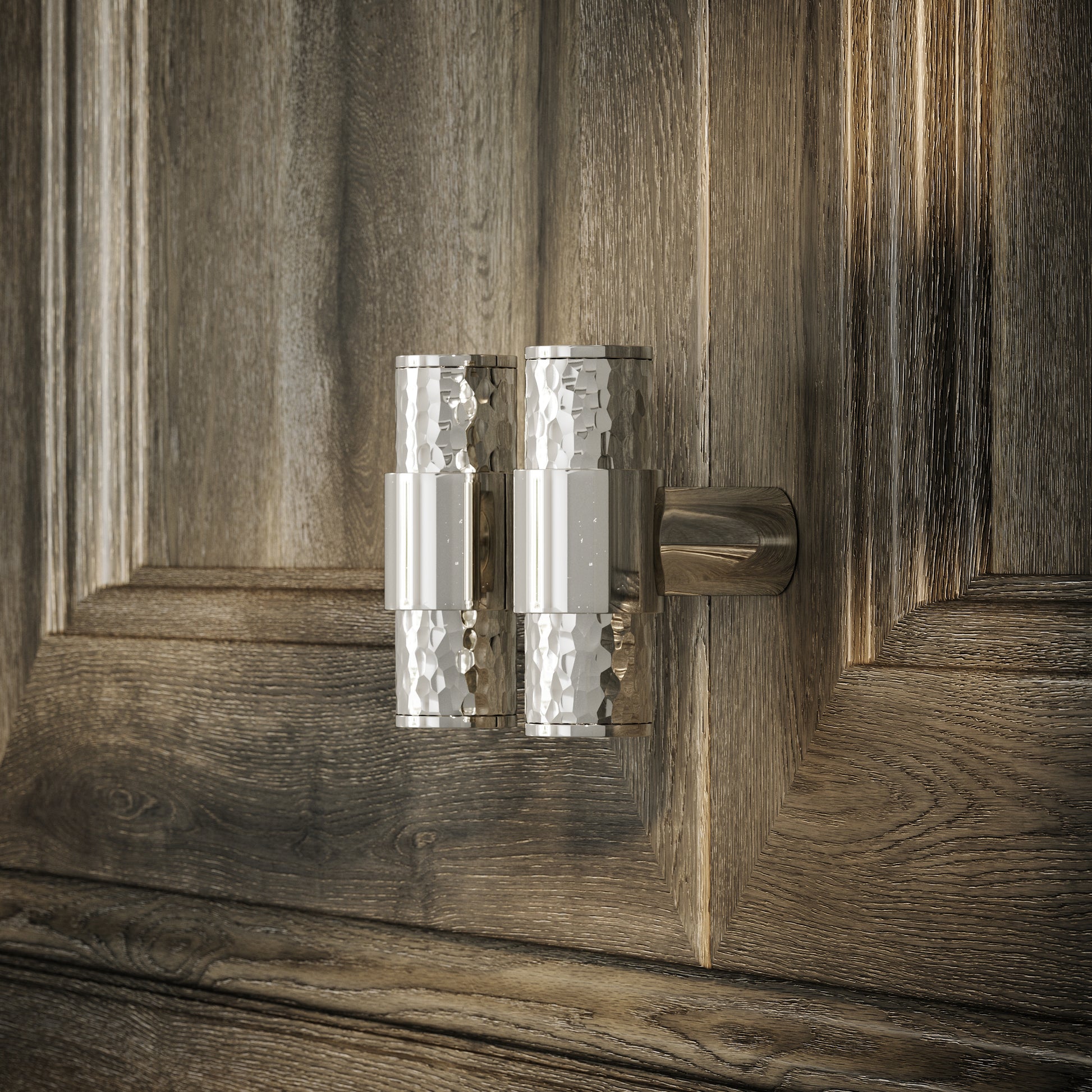 Chester Polished Nickel Hammered T-Bar Cabinet Door Handle