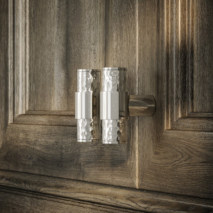 Chester Polished Nickel Hammered T-Bar Cabinet Door Handle