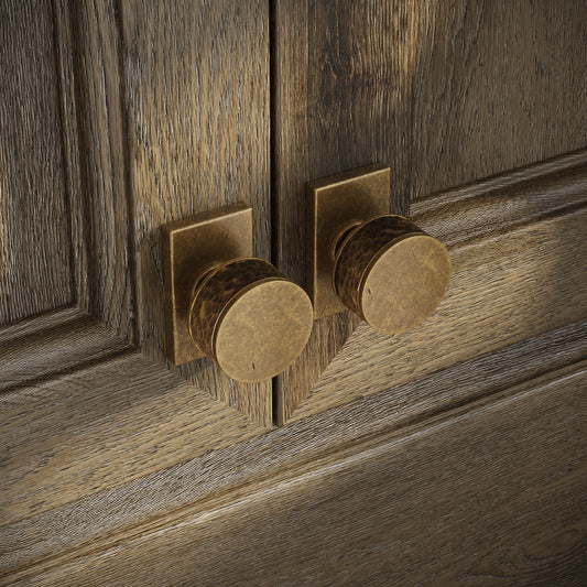 Chester Plate Aged Bronze Hammered Cabinet Door Knob
