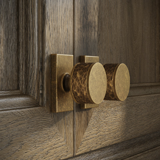 Chester Plate Aged Bronze Hammered Cabinet Door Knob