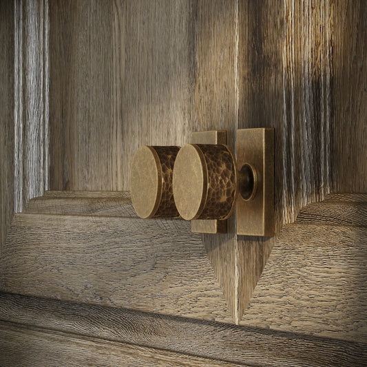 Chester Plate Aged Bronze Hammered Cabinet Door Knob