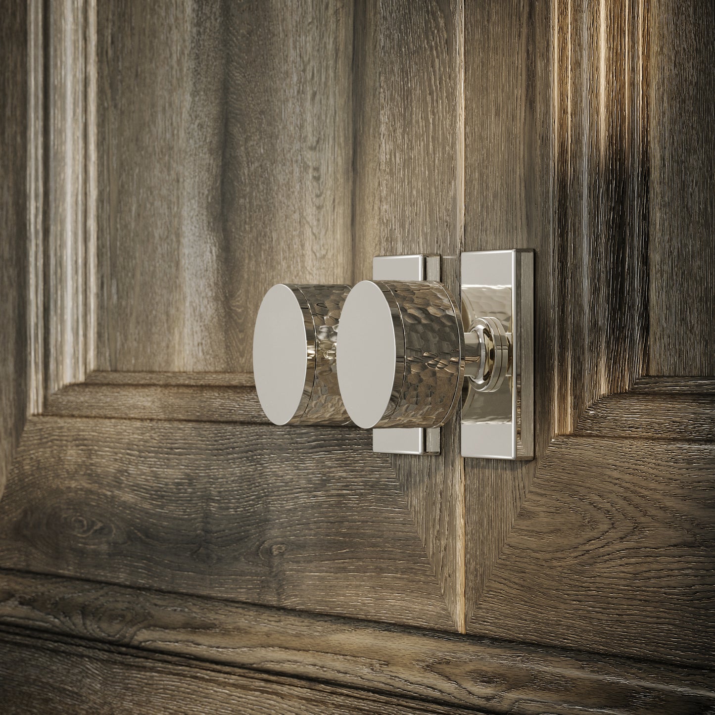 Chester Plate Polished Nickel Hammered Cabinet Door Knob