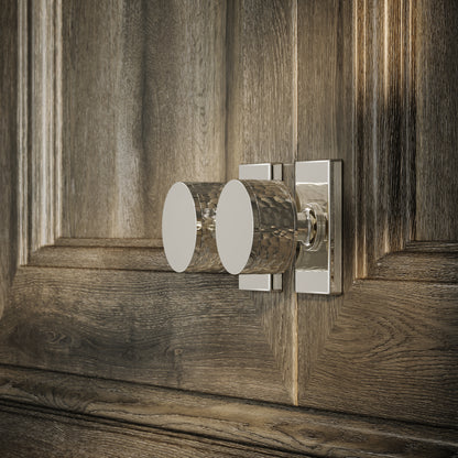 Chester Plate Polished Nickel Hammered Cabinet Door Knob