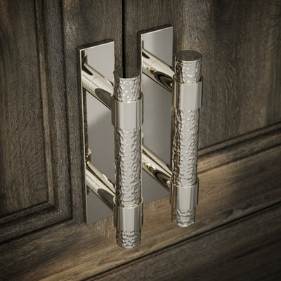 Chester Plate Polished Nickel Hammered Pull Bar Handle 150mm