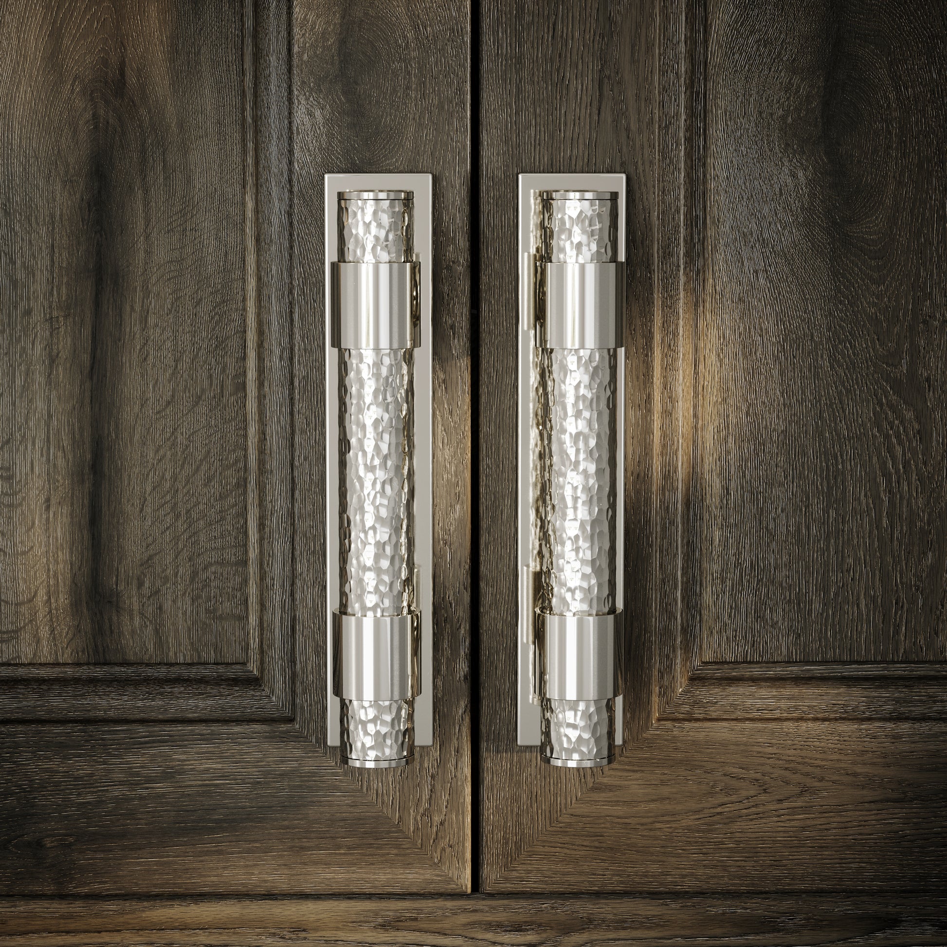 Chester Plate Polished Nickel Hammered Pull Bar Handle 150mm