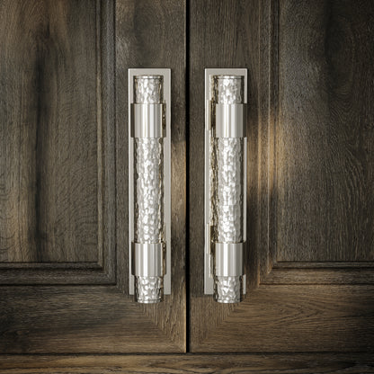Chester Plate Polished Nickel Hammered Pull Bar Handle 150mm