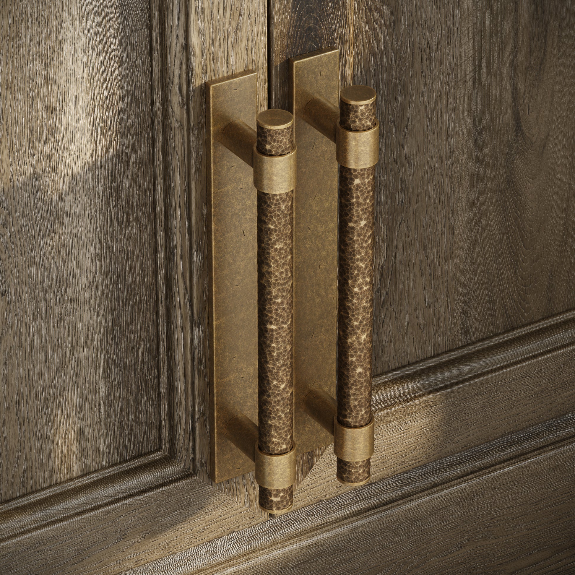 Chester Plate Aged Bronze Hammered Pull Bar Handle 250mm