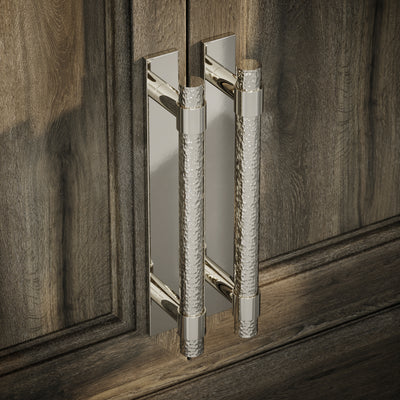 Chester Plate Polished Nickel Hammered Pull Bar Handle 250mm