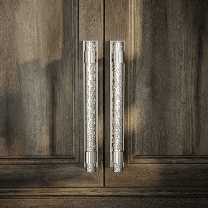 Chester Plate Polished Nickel Hammered Pull Bar Handle 250mm