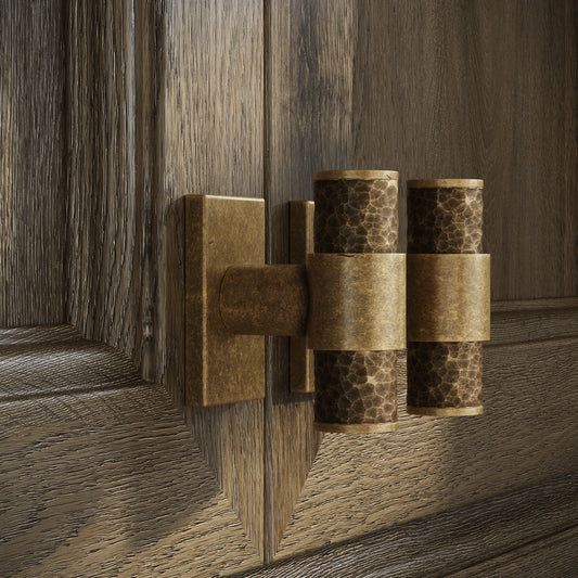 Chester Plate Aged Bronze Hammered T-Bar Cabinet Door Handle