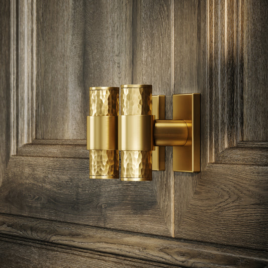 Chester Plate Brushed Gold Hammered T-Bar Cabinet Door Handle