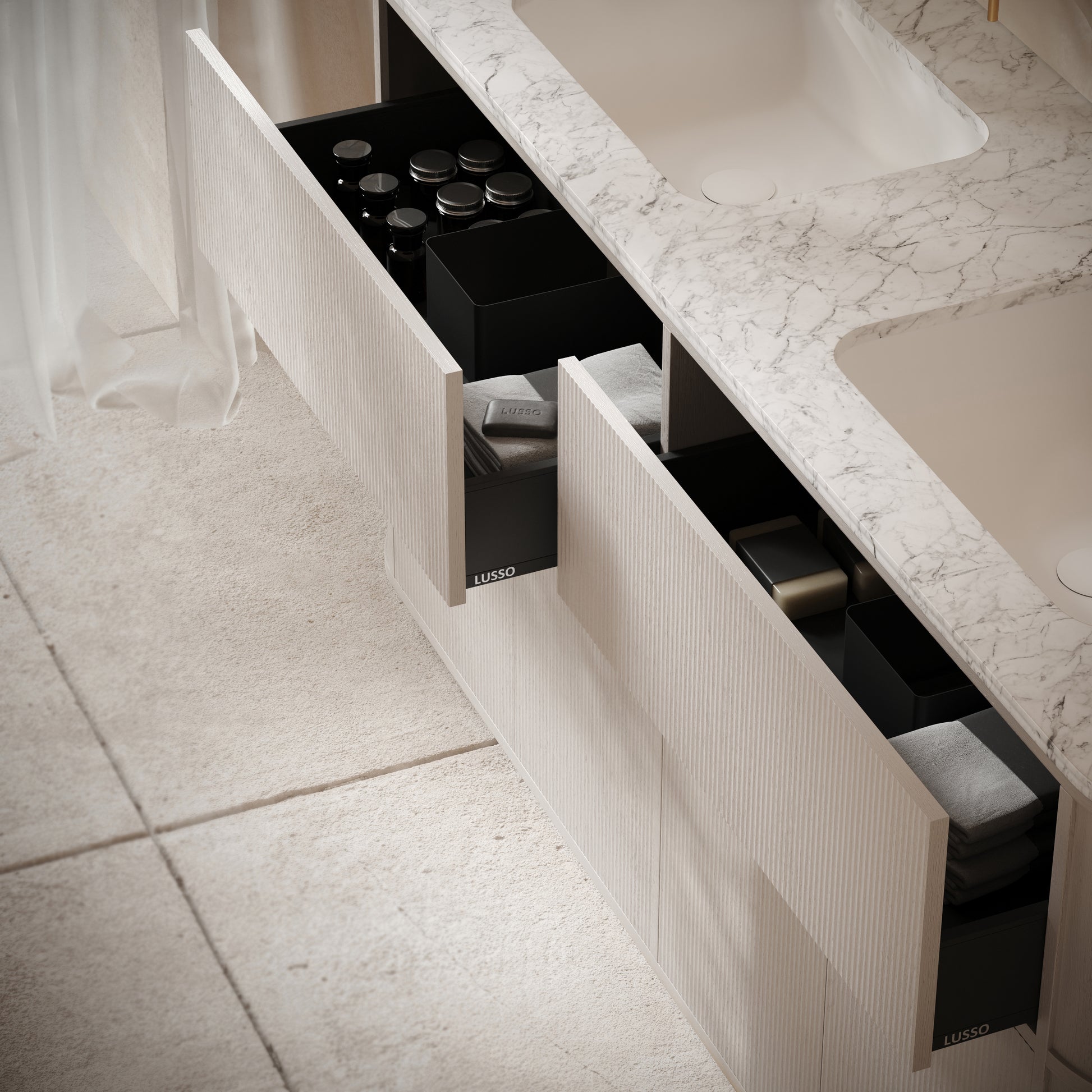 Cheval Velvet Beige Freestanding Vanity Unit With Basin 1800mm