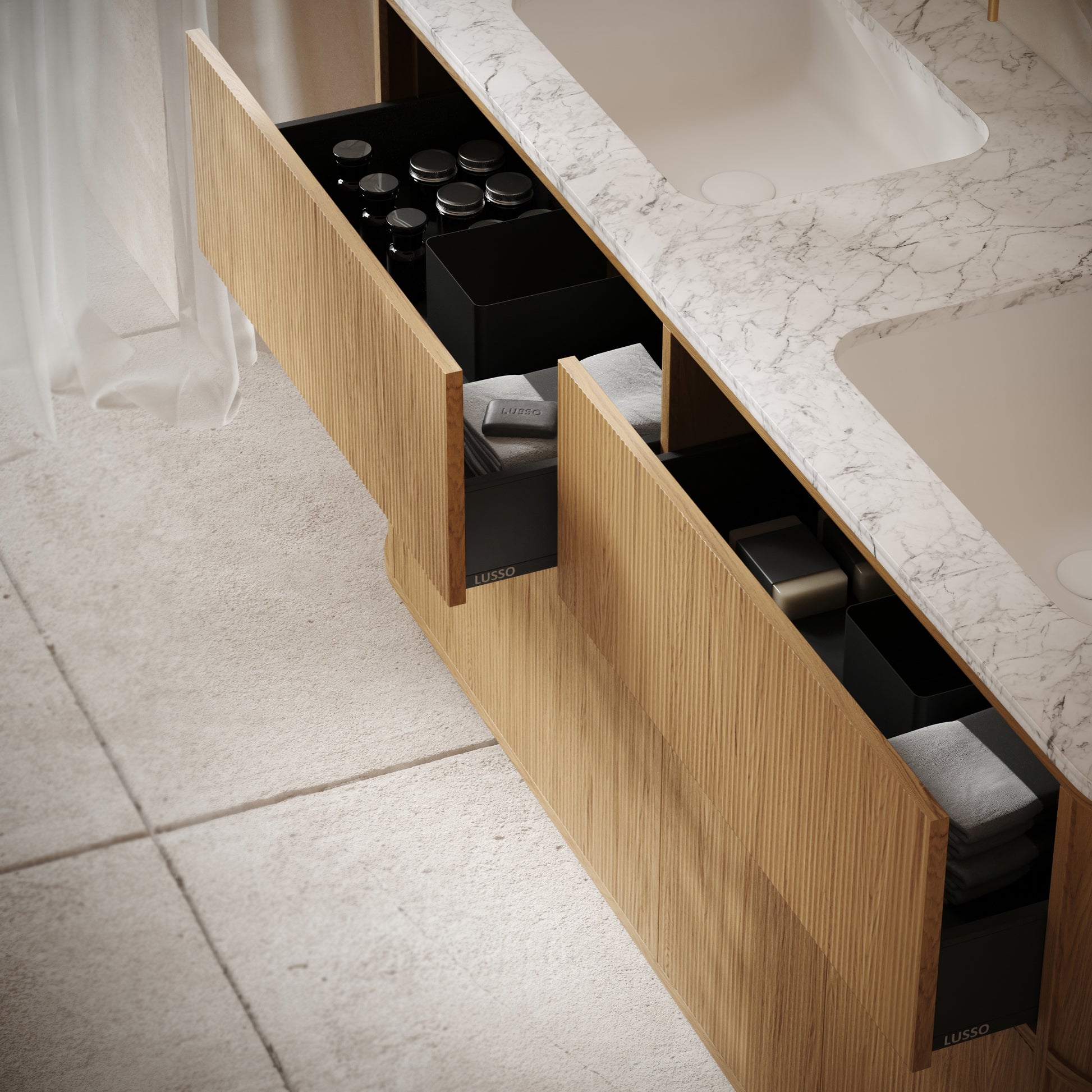 Cheval Natural Oak Floorstanding Vanity Unit with Basin 1800mm