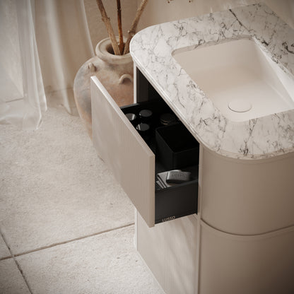 Cheval Velvet Beige Freestanding Vanity Unit With Basin 800mm
