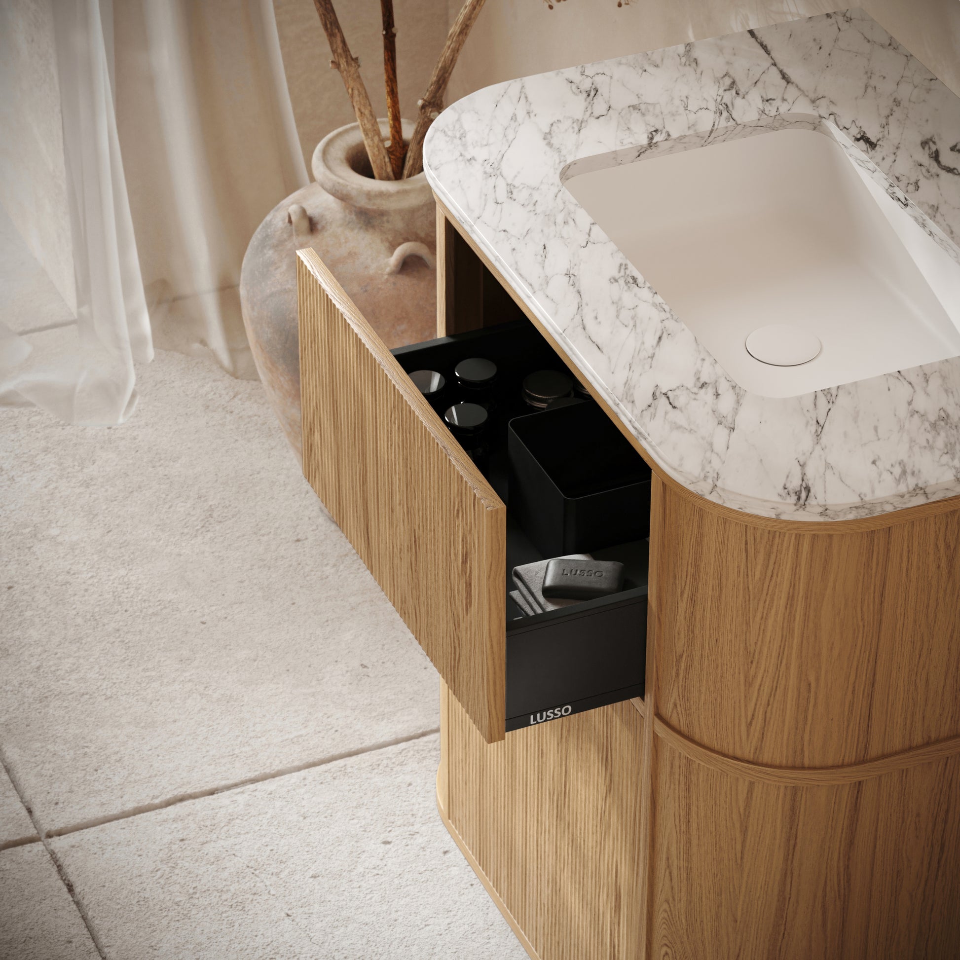 Cheval Natural Oak Floorstanding Vanity Unit with Basin 800mm