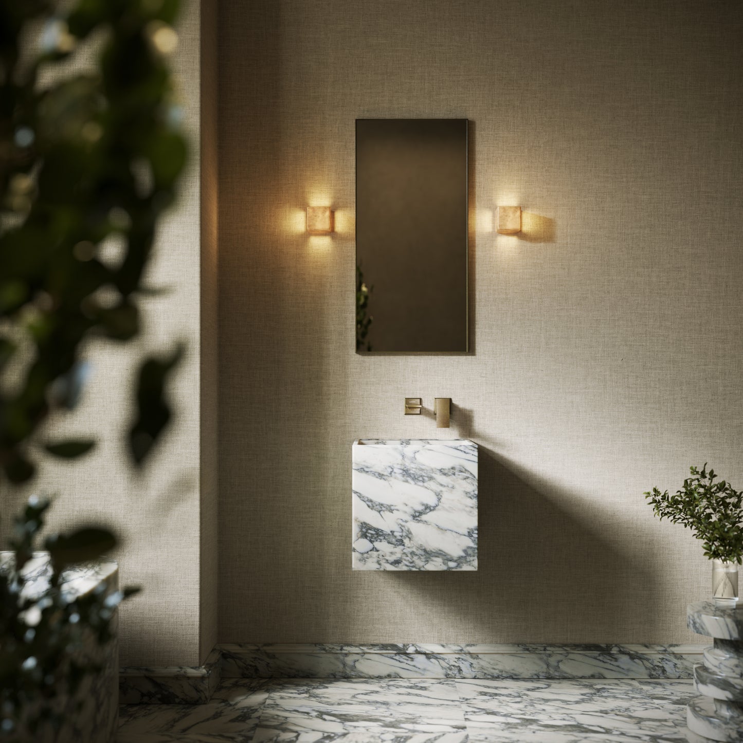 Cino Arabescato Marble Wall Hung Basin 400mm