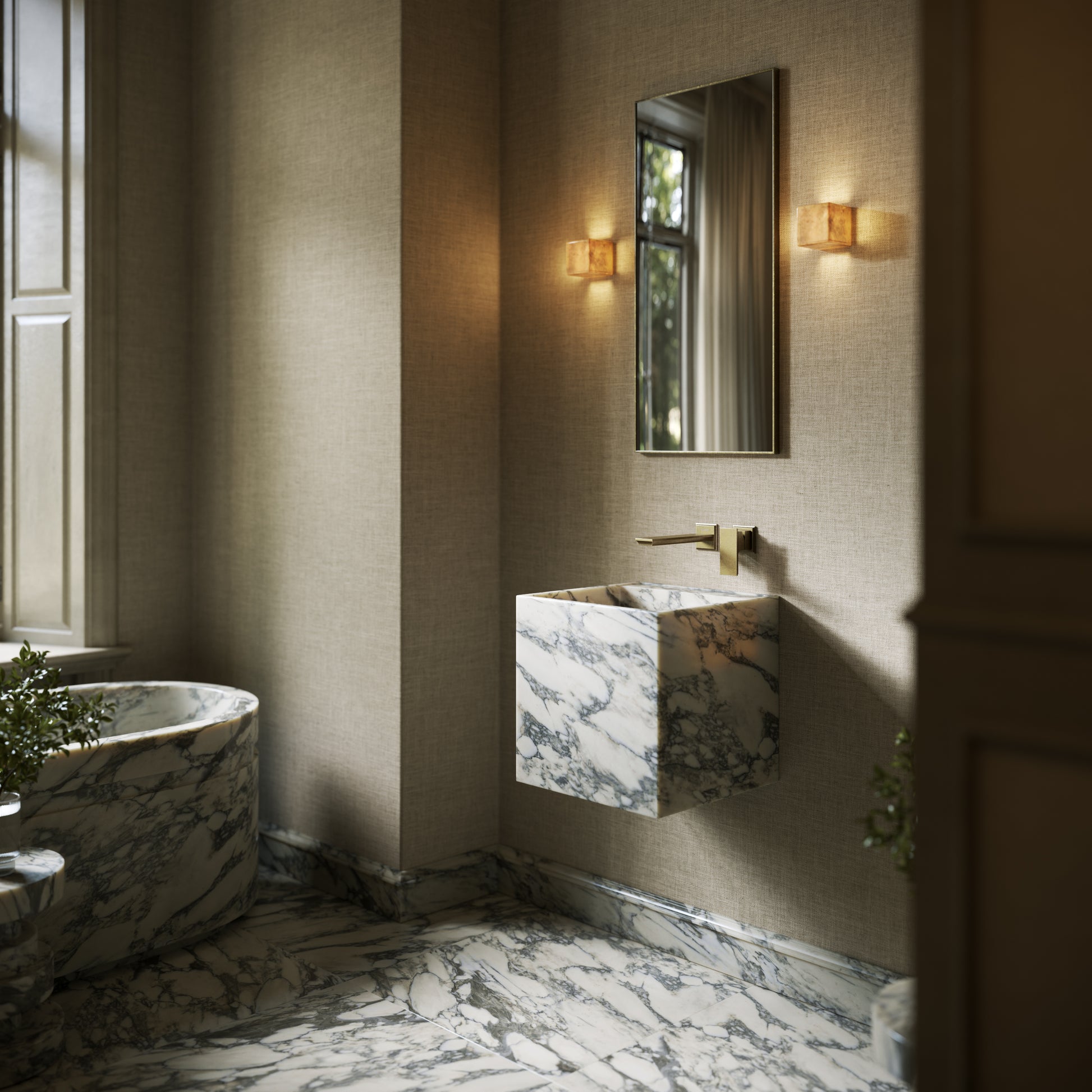 Cino Arabescato Marble Wall Hung Basin 400mm