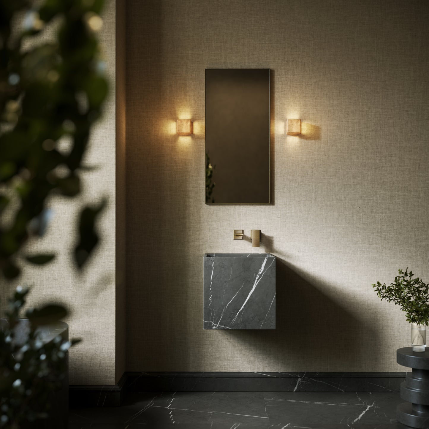 Cino Pietra Grey Marble Wall Hung Basin 400mm
