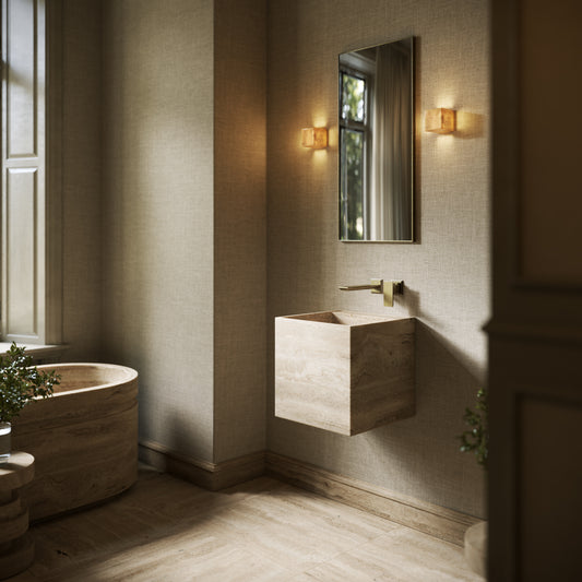 Cino Travertine Stone Wall Hung Basin 400mm