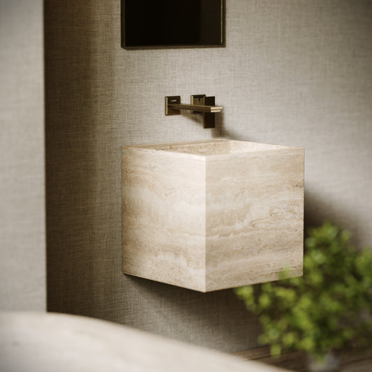 Cino Travertine Stone Wall Hung Basin 400mm