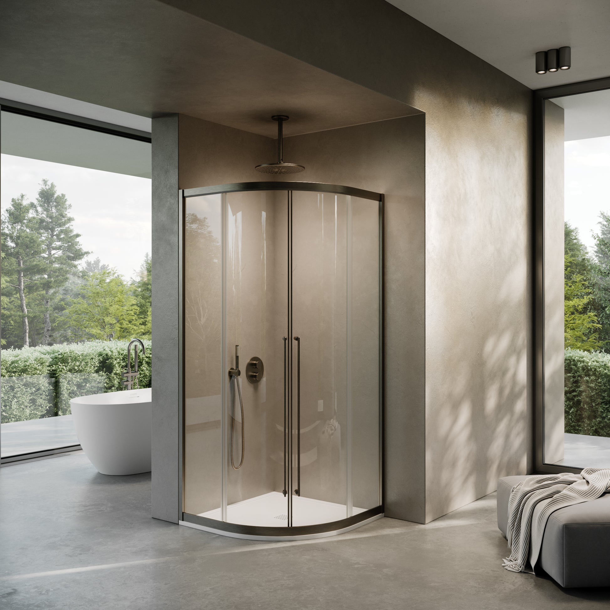 Cloud Quadrant Brushed Bronze Shower Enclosure 900mm