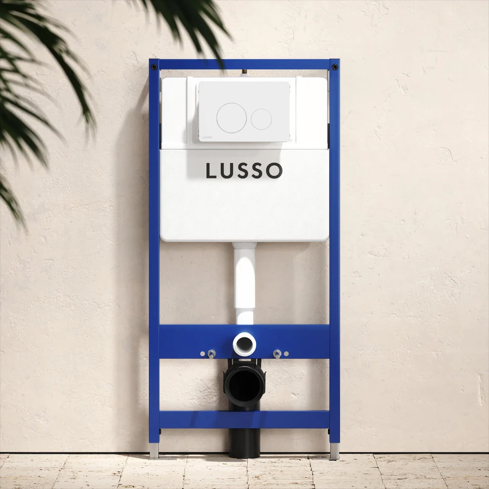 Senza Concealed Dual Flush Cistern & Frame with Round Flush Plate