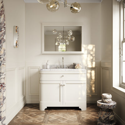 Connaught Matte Cream Carrara Marble Floorstanding Vanity Unit 1000mm