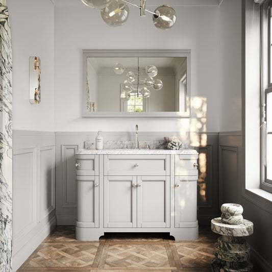 Connaught Matte Stone Carrara Marble Floorstanding Vanity Unit 1200mm