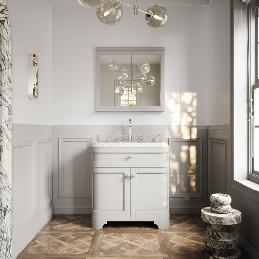 Connaught Matte Stone Carrara Marble Floorstanding Vanity Unit 800mm