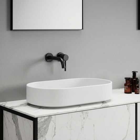 Lusso Stone Curvato Stone Resin Counter Top Basin 600