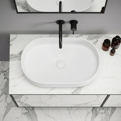 Curvato White Countertop Stone Basin 600mm