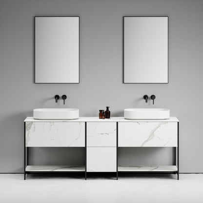 Curvato White Countertop Stone Basin 600mm
