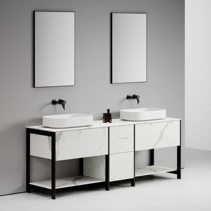 Curvato White Countertop Stone Basin 600mm