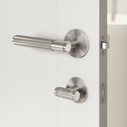 Dali Fluted Brushed Stainless Bathroom WC Thumbturn Set with Latch