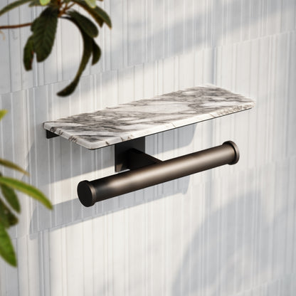 Deka Deep Bronze Double Toilet Roll Holder with Shelf