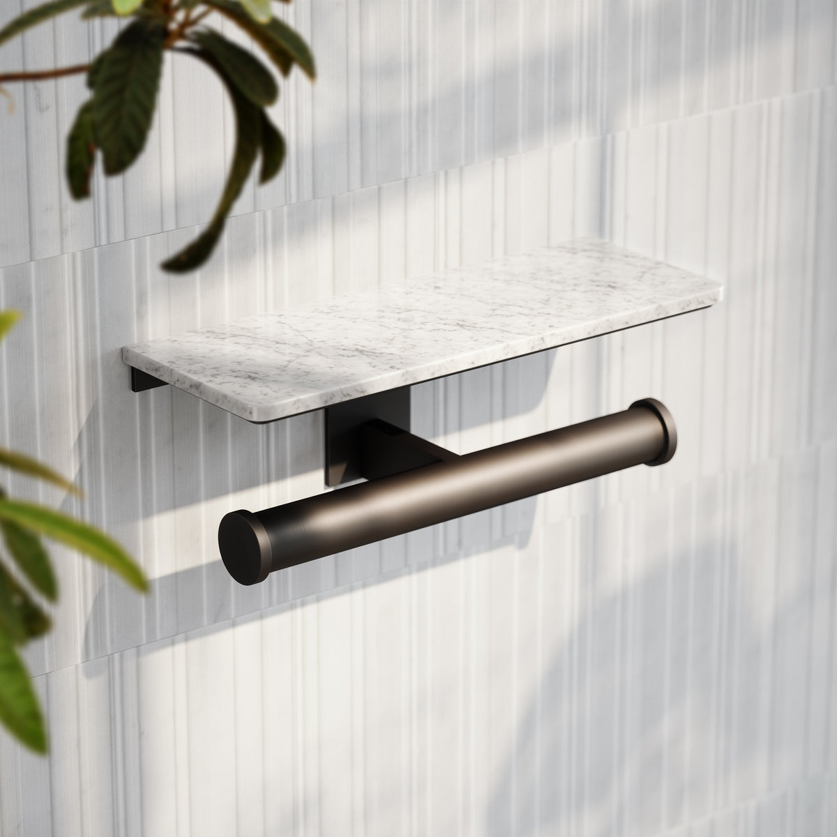 Deka Deep Bronze Double Toilet Roll Holder with Shelf