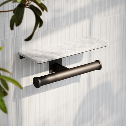 Deka Deep Bronze Double Toilet Roll Holder with Shelf
