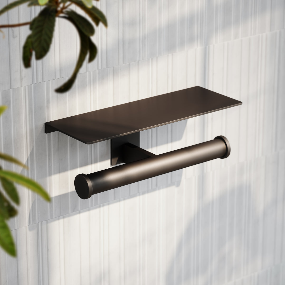 Deka Deep Bronze Double Toilet Roll Holder with Shelf