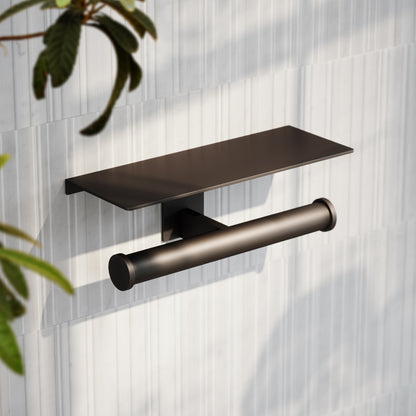 Deka Deep Bronze Double Toilet Roll Holder with Shelf