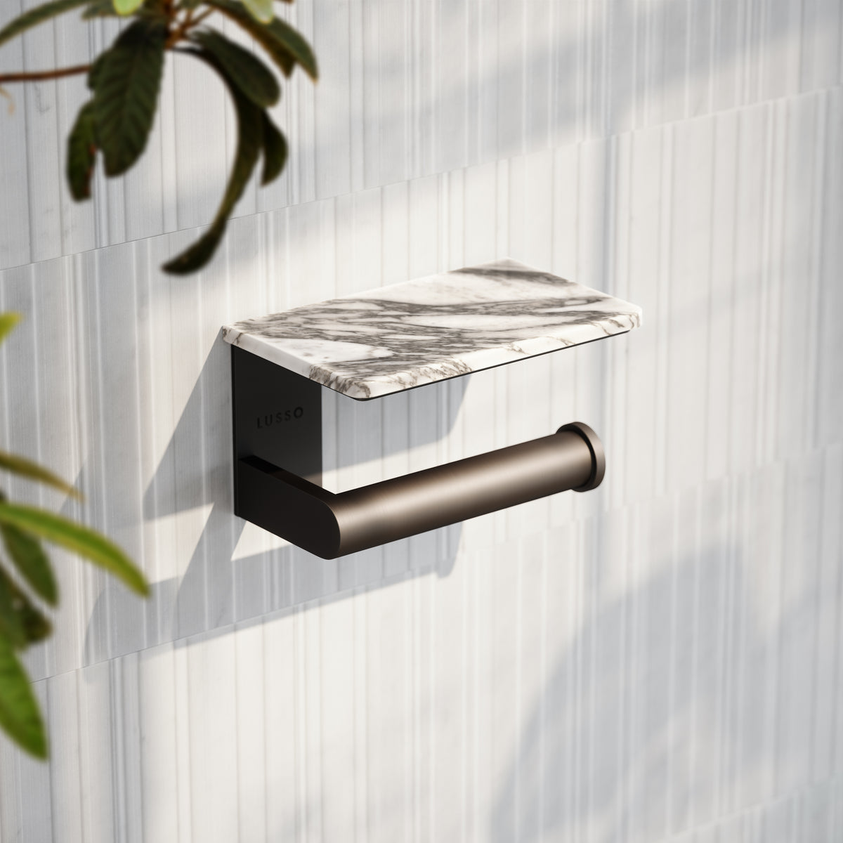 Deka Deep Bronze Toilet Roll Holder with Shelf