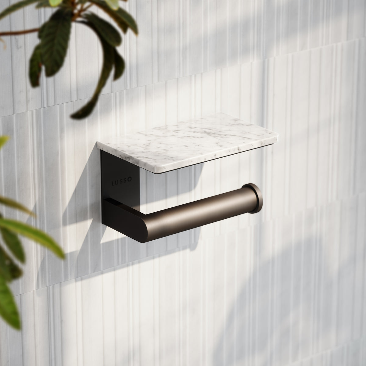 Deka Deep Bronze Toilet Roll Holder with Shelf