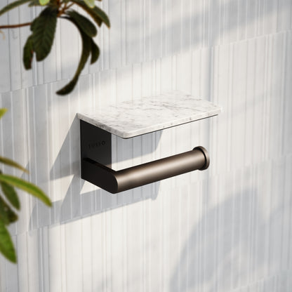 Deka Deep Bronze Toilet Roll Holder with Shelf