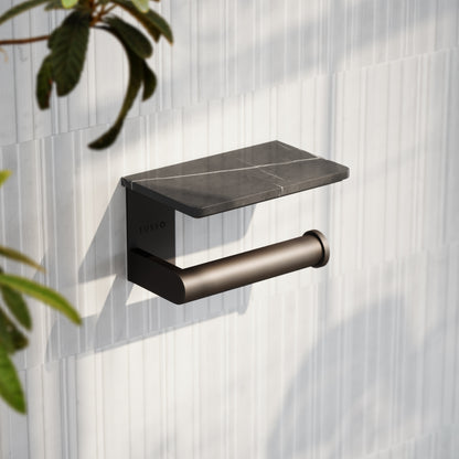 Deka Deep Bronze Toilet Roll Holder with Shelf