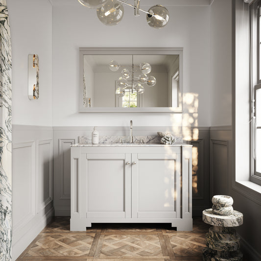 Eaton Matte Stone Carrara Marble Floorstanding Vanity Unit 1200mm