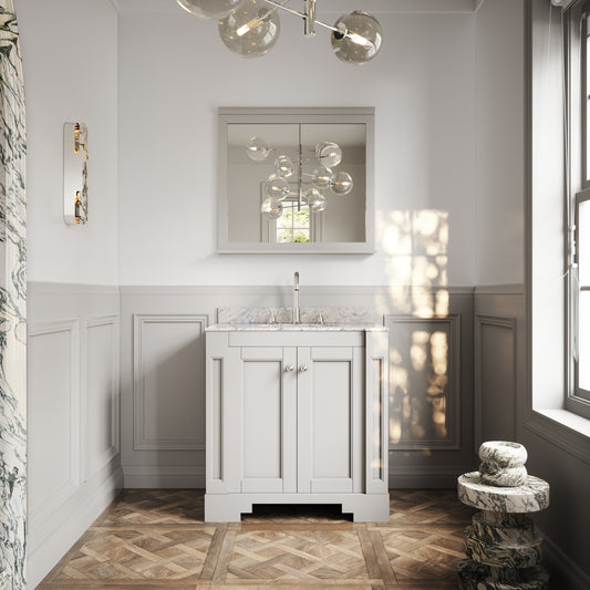 Eaton Matte Stone Carrara Marble Floorstanding Vanity Unit 800mm