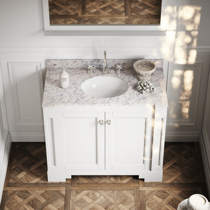 Eaton Matte White Carrara Marble Floorstanding Vanity Unit 1000mm