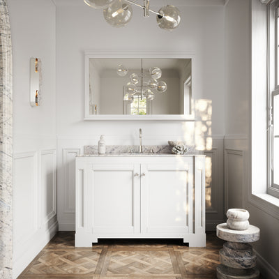 Eaton Matte White Carrara Marble Floorstanding Vanity Unit 1200mm