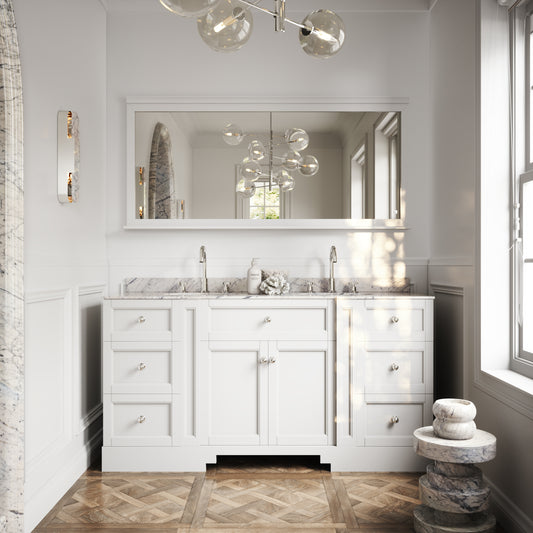Eaton Carrara Marble Floorstanding Vanity Unit (Primed White) 1600mm