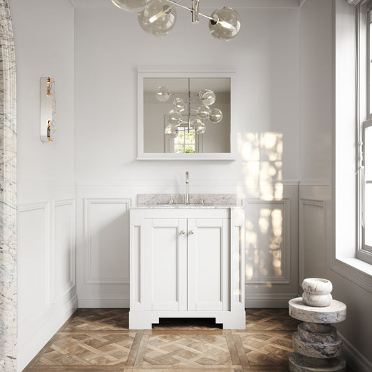 Eaton Matte White Carrara Marble Floorstanding Vanity Unit 800mm
